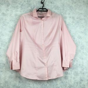 Avenue Womens Blouse Size 18/20 Pink Long sleeve Button Front